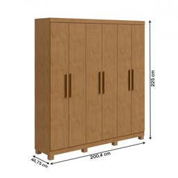Guarda-roupa Casal Jazz 6 Portas 3 Gavetas 73939.58 Amêndoa Clean - Móveis Lopas - 4