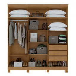 Guarda-roupa Casal Jazz 6 Portas 3 Gavetas 73939.58 Amêndoa Clean - Móveis Lopas - 3
