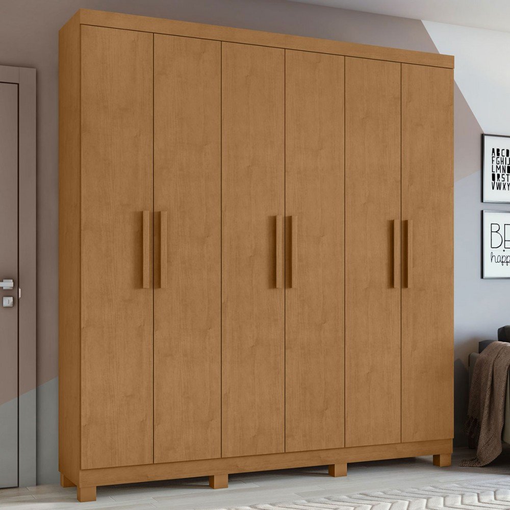 クラブ Jazzo Guarda-roupa Casal Jazz 6 Portas 3 Gavetas 73939.58 Amêndoa Clean