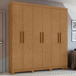 Guarda-roupa Casal Jazz 6 Portas 3 Gavetas 73939.58 Amêndoa Clean - Móveis Lopas - 1