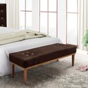 Ver imagem 2 de Divã Recamier Banco Base Madeira para Quarto Gênova 195cm Suede Café S04 - D'Rossi