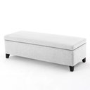 Ver imagem 1 de Recamier Bau Julia 1,40m Suede Branco - Inova Decor Inova Decorações
