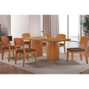 Ver imagem 1 de Conjunto: Mesa Sala Jantar Maldivas C/ Tampo Madeirado Canto Curvo 180x90cm e 6 Cadeiras Havana