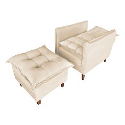 Poltrona de Amamentação Reclinável Sofá Cama com Puff Bege Bz Decor - 3