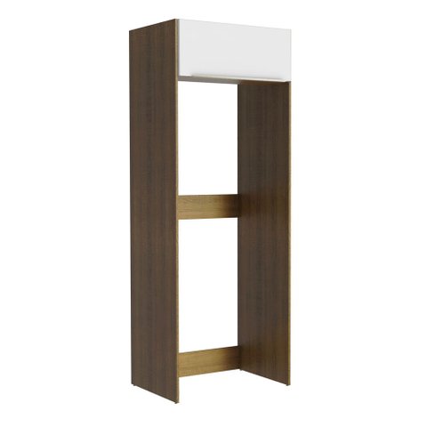 Porta-Geladeira Madesa Lux 1 Porta Basculante Rustic/Branco Veludo Cor:Rustic/Branco Veludo