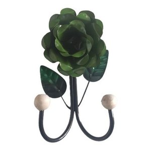 Cabide 2 Ganchos Rosas de Ferro - Suporte Duplo:verde