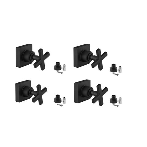 Kit 4 Acabamento para Registro Quadrado Cruzeta Preto Banheiro Chuveiro Padrão Docol