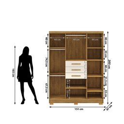 Guarda Roupas Taurus Imperial 6 Portas 3 Gavetas - com Chave para Quarto de Casal:nature Champanhe - 4