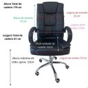 Ver imagem 4 de Cadeira Presidente Escritório Executiva Premium Courino Ergonômica Relax Preta