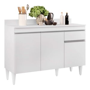 Balcão de Cozinha Lavanderia com Tampo 01 Gaveta Vick 120 cm - D'Rossi DRossi Branco