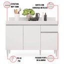 Ver imagem 5 de Balcão de Cozinha Lavanderia com Tampo 01 Gaveta Vick 120 cm - D'Rossi DRossi Branco