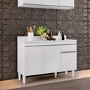 Ver imagem 2 de Balcão de Cozinha Lavanderia com Tampo 01 Gaveta Vick 120 cm - D’Rossi Branco