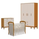 Ver imagem 1 de Quarto de Bebê 4 Portas com Cômoda com Porta Flip e Berço Americano Danny Areia Savana Acetinado - R