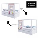 Ver imagem 6 de Bicama Casinha Reta Madeira Maciça Branco/ Rosa Housin