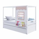 Ver imagem 2 de Bicama Casinha Reta Madeira Maciça Branco/ Rosa Housin