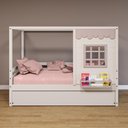Ver imagem 1 de Bicama Casinha Reta Madeira Maciça Branco/ Rosa Housin