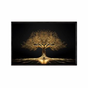 Quadro Decorativo - Arvore da Vida Dourada Art050 - Vidro com Impressão Uv - 60x40cm