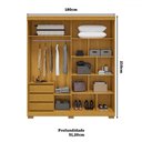 Ver imagem 4 de Guarda-roupa Casal Athena 2 Portas 3 Gavetas com Espelho 100% Mdf Flex Cinamomo/off White - Acp Móve