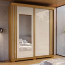 Ver imagem 1 de Guarda-roupa Casal Athena 2 Portas 3 Gavetas com Espelho 100% Mdf Flex Cinamomo/off White - Acp Móve