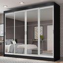 Ver imagem 1 de Guarda-roupa Austin 4 Portas de Espelho 3 Gavetas Preto