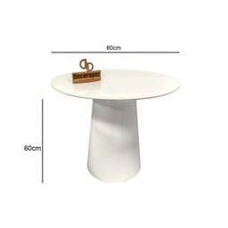 Mesa de Canto Cone Laqueado com Tampo Vidro 60cm Branco 60cm - 2