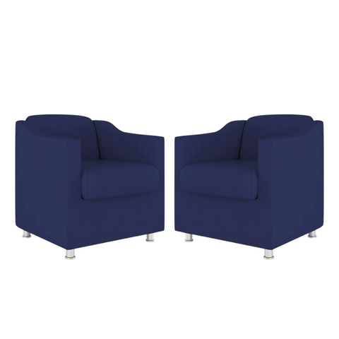 Kit 2 Poltronas Bia Decorativa Reforçada Recepção Clinica Salão Sala de Estar Suede:azul Marinho