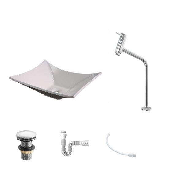 Cuba Lux L38W com Torneira Link Alta e Válvula Click com Sifão e Flexível Compace - 3