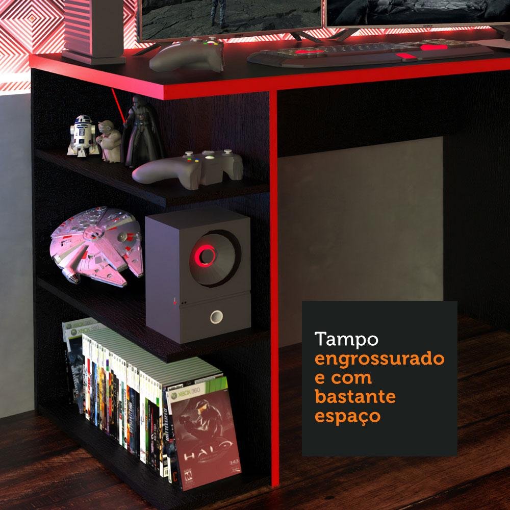 Mesa para Computador Gamer Madesa 9409 - Preto/vermelho - 5