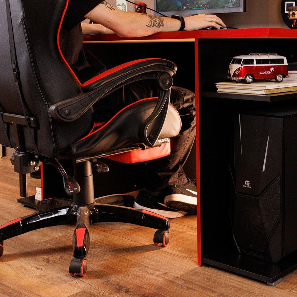 Mesa para Computador Gamer Madesa 9409 - Preto/vermelho - 8