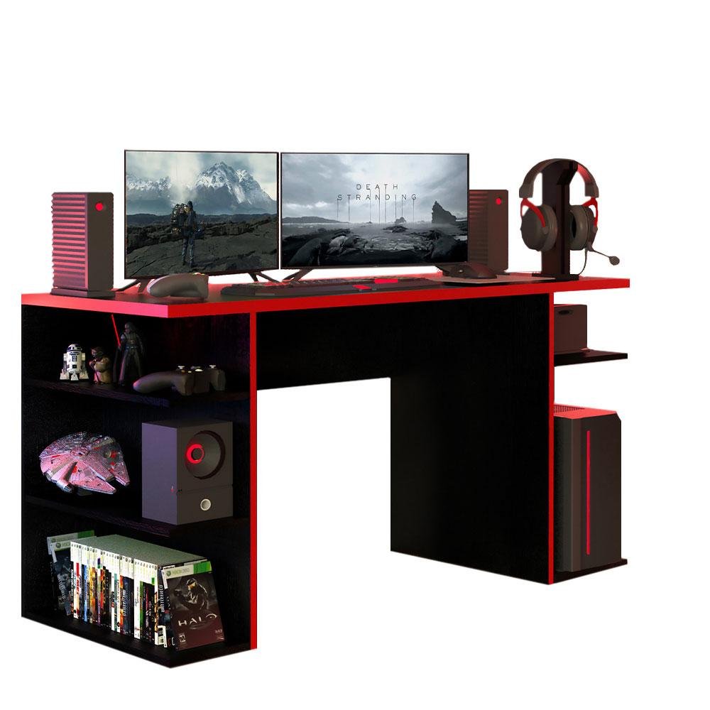 Mesa para Computador Gamer Madesa 9409 - Preto/vermelho - 2