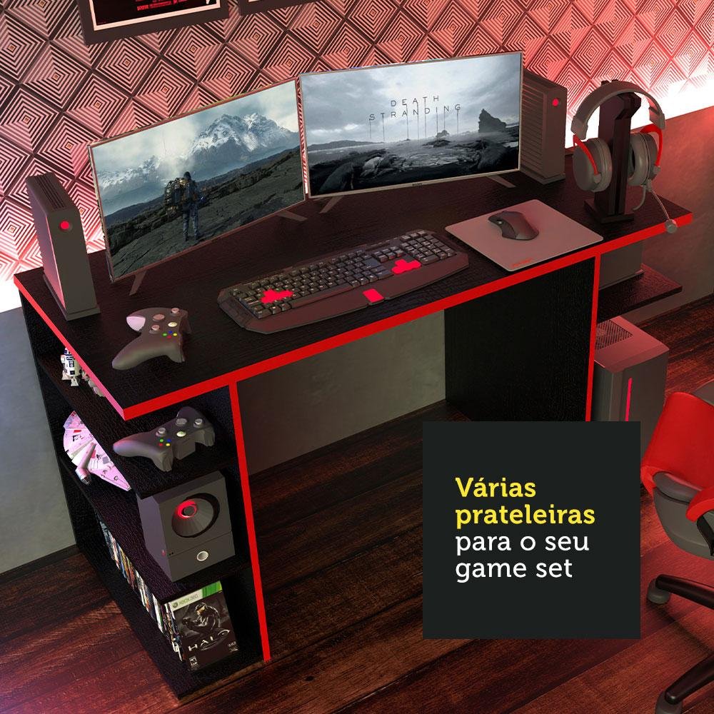 Mesa para Computador Gamer Madesa 9409 - Preto/vermelho - 4