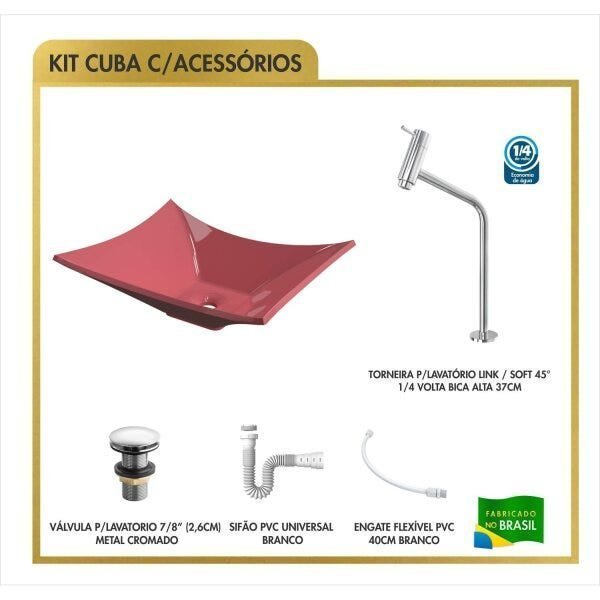 Cuba Lux L38W com Torneira Link Alta e Válvula Click com Sifão e Flexível Compace - 4