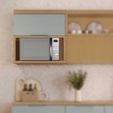 Ver imagem 2 de Armário Aéreo para Micro-Ondas 80cm 1 Porta Basculante 100% MDF Marquesa Nature/Verde - Nesher