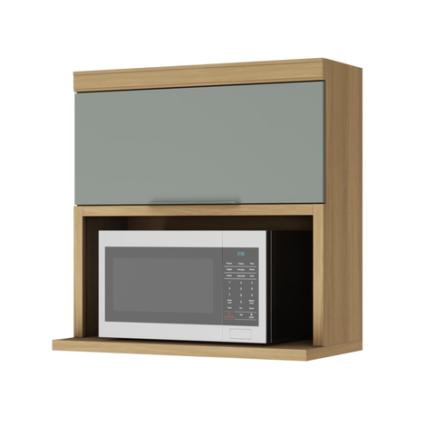 Armário Aéreo para Micro-Ondas 80cm 1 Porta Basculante 100% MDF Marquesa Nature/Verde - Nesher