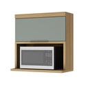 Ver imagem 1 de Armário Aéreo para Micro-Ondas 80cm 1 Porta Basculante 100% MDF Marquesa Nature/Verde - Nesher