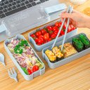 Ver imagem 3 de Marmita Fitness Lunch Box 900ml 3 Divisórias Pote Mantimento Bento 3 em 1 Lorben
