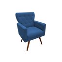 Ver imagem 3 de Kit Namoradeira + 2 Poltronas Decorativa Aurora Suede Azul Marinho Pés Madeira Mz Decor