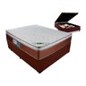 Cama Box Casal Com Baú + Colchão Luckspuma Molas Ensacadas Premium Caribe 138x188:Marrom - 1