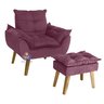 Poltrona Decorativa Opala e Puff Opala Suede Bordô Smf Decor - 1