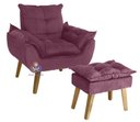 Ver imagem 1 de Poltrona Decorativa Opala e Puff Opala Suede Bordô Smf Decor