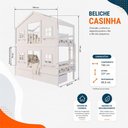 Ver imagem 3 de Beliche Solteiro Casinha Dos Sonhos com Gavetas Madeira Maciça Branco Housin