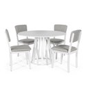 Ver imagem 1 de Mesa de Jantar Redonda Gabi Branca com 4 Cadeiras Estofadas Ella Branco/cinza Claro