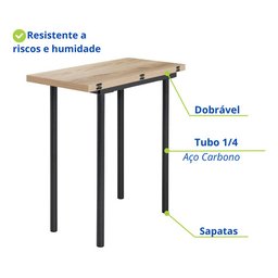 Conjunto Mesa Dobrável com 4 Banquetas Cozinha Apartamento Churrasqueira Kitnet Compacta - 2