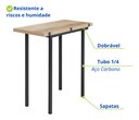 Ver imagem 2 de Conjunto Mesa Dobrável com 4 Banquetas Cozinha Apartamento Churrasqueira Kitnet Compacta