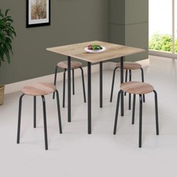 Conjunto Mesa Dobrável com 4 Banquetas Cozinha Apartamento Churrasqueira Kitnet Compacta - 1