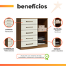 Cômoda Sapateira Multiuso 5 Gavetas 1 Porta Milão Aramóveis Madeir/off - 4