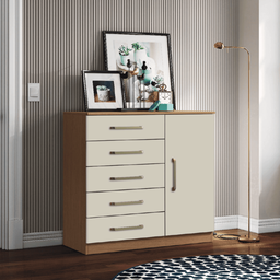 Cômoda Sapateira Multiuso 5 Gavetas 1 Porta Milão Aramóveis Madeir/off - 2