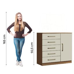 Cômoda Sapateira Multiuso 5 Gavetas 1 Porta Milão Aramóveis Madeir/off - 6