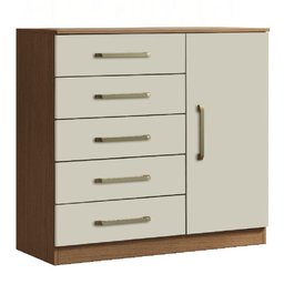 Cômoda Sapateira Multiuso 5 Gavetas 1 Porta Milão Aramóveis Madeir/off - 1