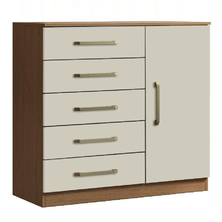 Cômoda Sapateira Multiuso 5 Gavetas 1 Porta Milão Aramóveis Madeir/off Cômoda Sapateira Multiuso 5 Gavetas 1 Porta Milão Aramóveis Madeir/off